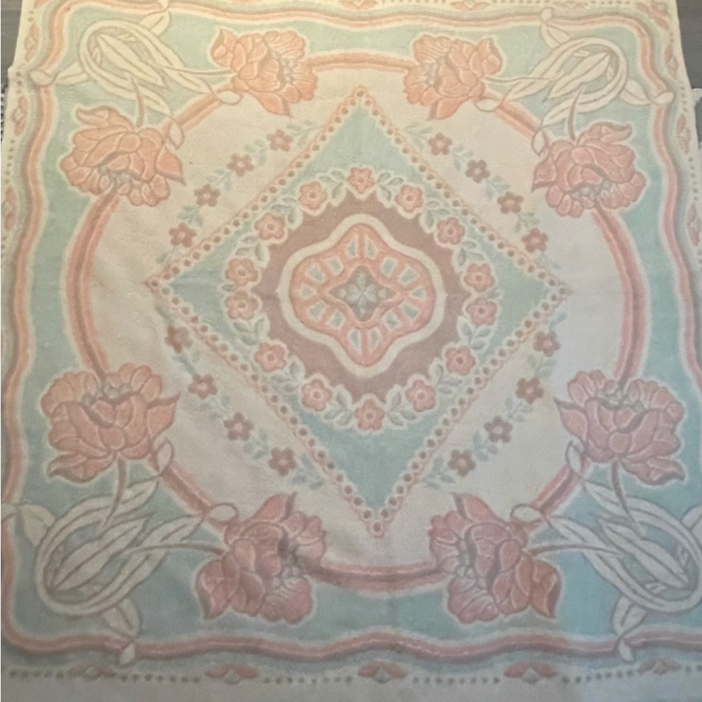 Vintage Wool Orr Health Felt & Blanket Company Holland Tulip Floral Throw - Picture 9 of 11